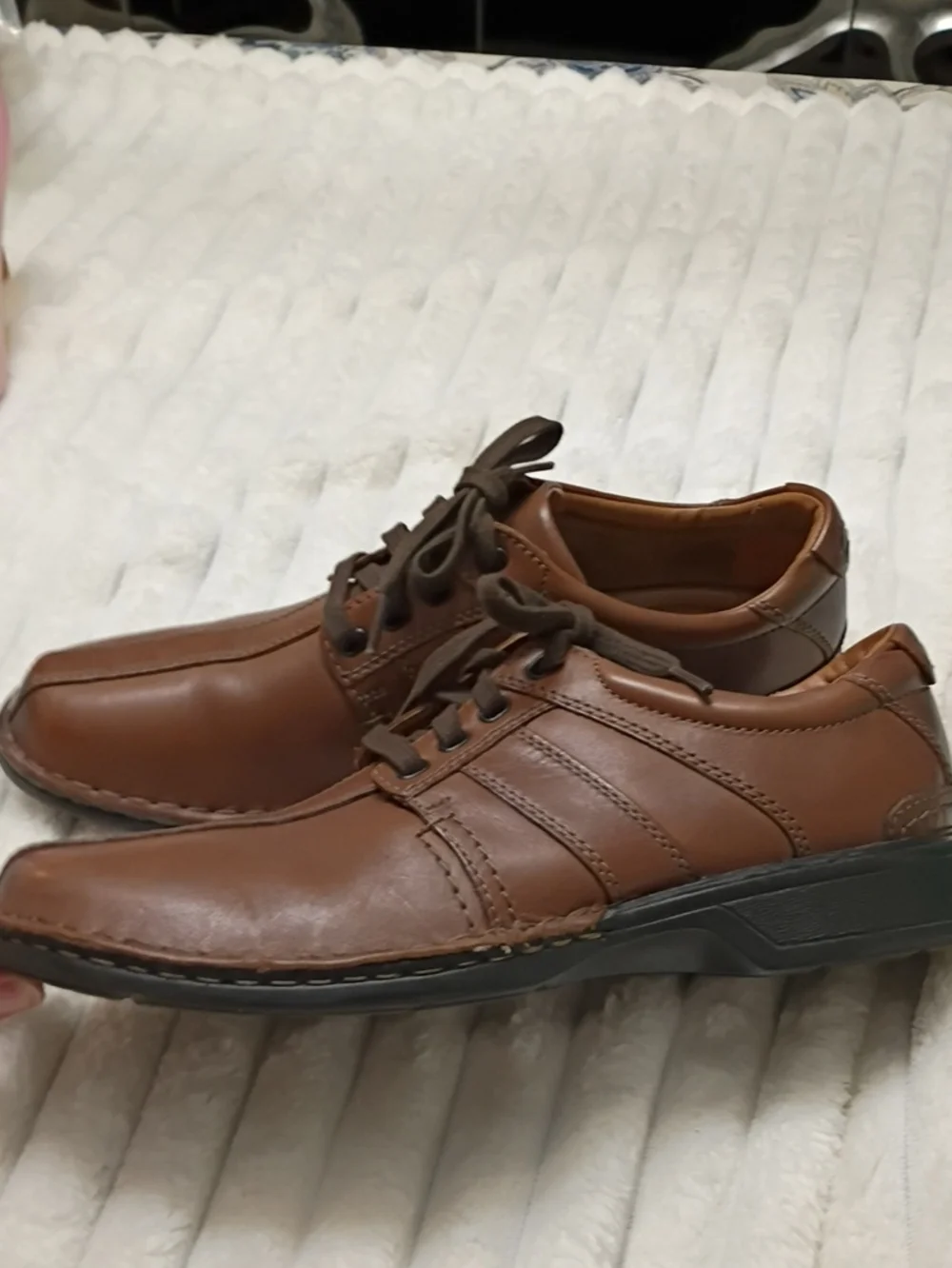 Clarks Toureg Vibe Mens Brown Leather Flat Lace Up Dress Shoes 9.5W